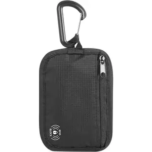 RFID Blocking Clip Stash Pouch, Minimalist  Travel Wallet for Cards &  - Slim Pickpocket-Proof Design for Everyday Carry, Black