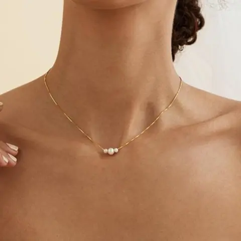 1 Piece Minimalist and High-End Three-Pearl Necklace, Exquisite Jewelry Gift, Jewelry Gift for Women, Daily Accessory