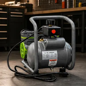 1.5HP Oil Free Quiet Portable Air Compressor 2 Gallon Tank 110V Low Noise Pneumatic Pump for Garage Workshop Tire Inflation DIY Spray Painting Nail Guns Airbrushing Automotive Maintenance Iron Plastic Green Grey Options, Green/Grey Color Options
