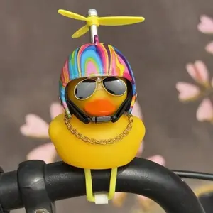 Cool Duck with Helmet Motorcycle Decoration, Creative Personality Design, Elastic Band Fits Most Motorcycles & Bikes, Car Ornament