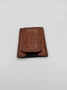 Ostrich Light Brown Money Clip Wallet - Stylish and Durable Design for Everyday Use