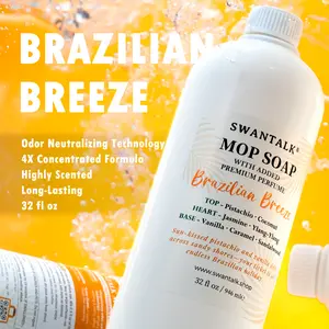 SWANTALK Mop Soap Brazilian Breeze – 32oz Highly Scented 4X Concentrated Floor Cleaner for Hardwood, Tile, Laminate & Vinyl, Pet Friendly