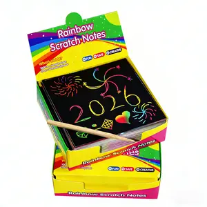 Rainbow Paper（8.5cm*8.5cm） Colorful ReflectivePaper Mini Notes Artistic Drawing Set with Black Coating Reveals Colorful Pattern