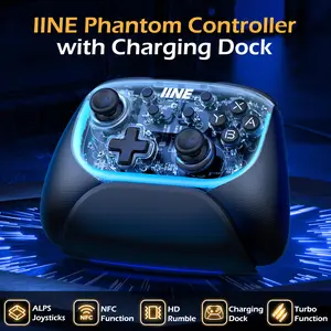 INE Phantom controller with charging Dock / HD Rumble & Support Scan Amiibo & 2000-eveI ALPSJoysticks Precision & MACRO PROGRAMMABLE FUNCTION & SMART CHARGING DOCK