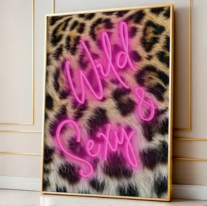 Leopard Wall Art Pink and Leopard Print Preppy Coquette Girly Above Bed Bedroom Wall Decor Aesthetic Trendy Cheetah Print