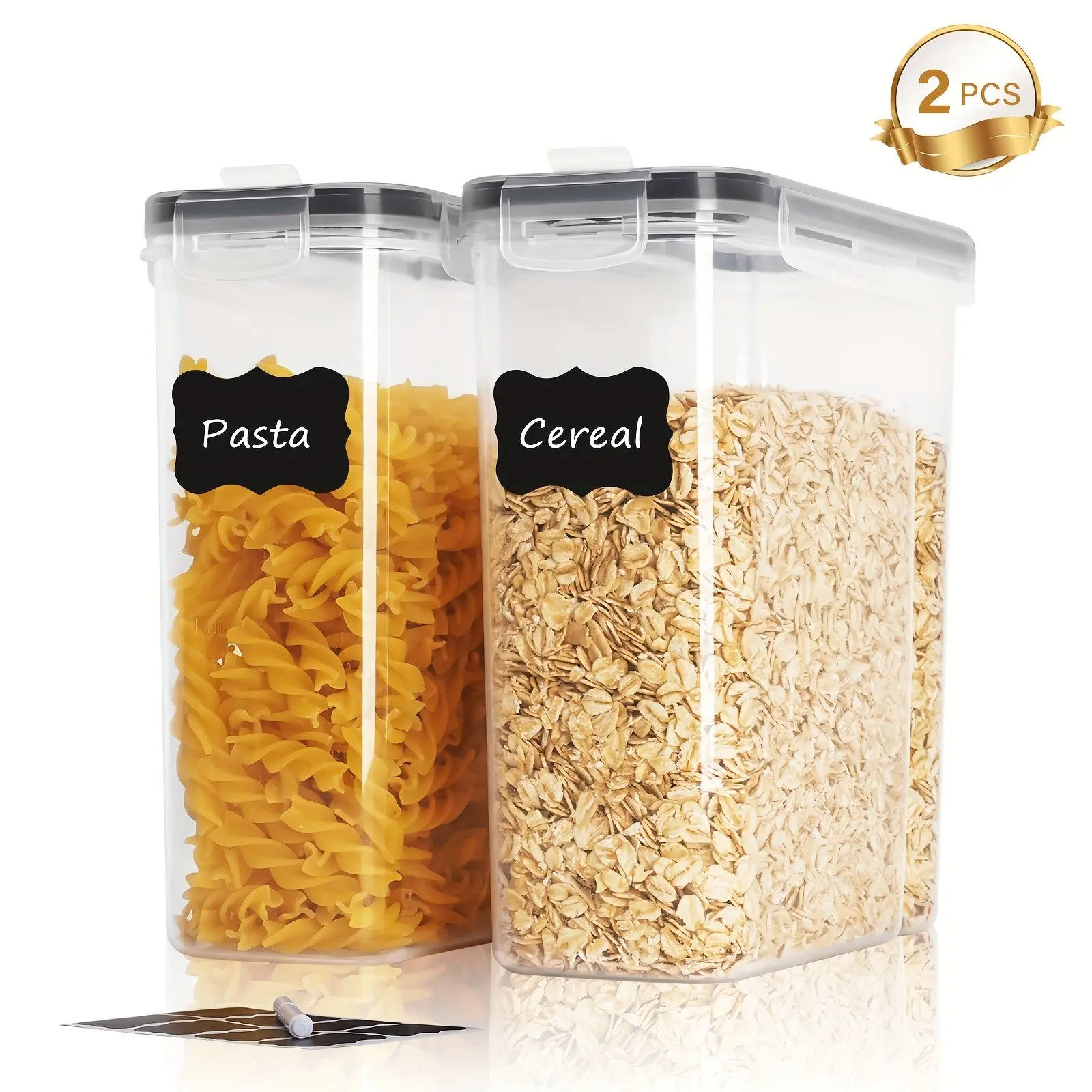 2.5L Transparent Sealed Food Storage Box Set, Home Organization Containers, Household Cereal Container, BPA-Free Plastic, Leak-Proof Latch Lid, Stackable & Dishwasher Safe, Airtight Cereal Containers