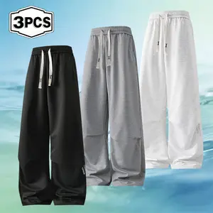 Summer atmosphere: Men's ice silk sagging wide leg pants in summer, lazy style, casual and fashionable loose wide leg pants