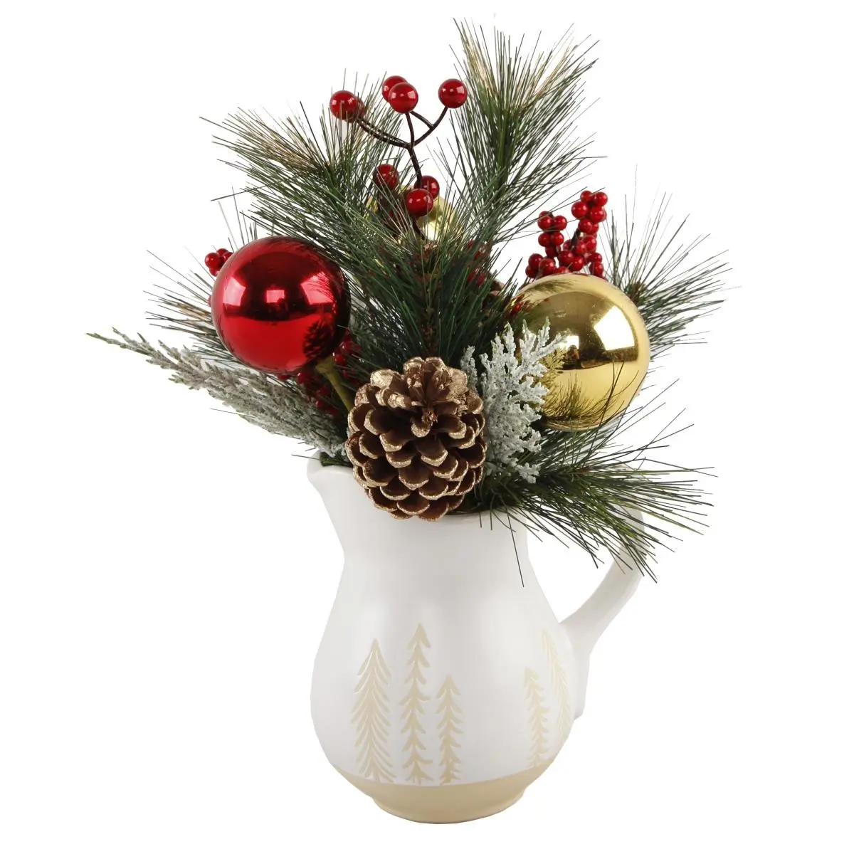 Flora Bunda CH1875E-WH Christmas Theme Ceramic Flower Pot & Planter, 14in Holiday Decor Mix Arrangement, 2.6 lb Garden Watering Pot, 9.75x9.75x14in for Home Improvement, Ceramics, Flower Pots & Planters