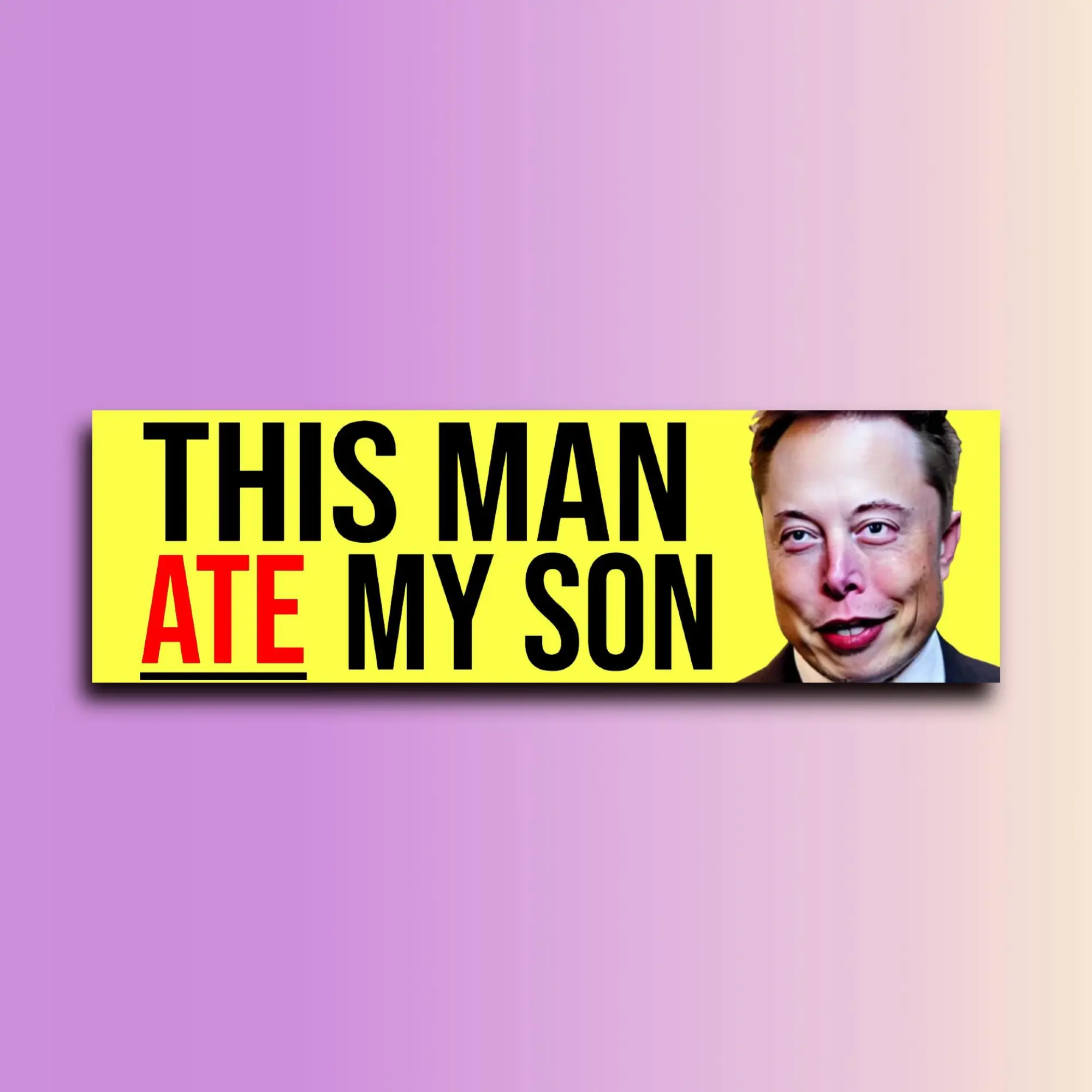 This Man Ate My Son Elon Musk Bumper Sticker OR Magnet | Unhinged Gen Z Sticker | Meme Decal | 8.5" x 2.5" Premium Weather-proof Vinyl