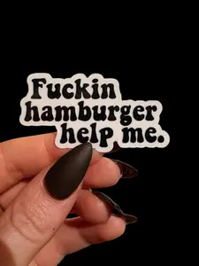 hamburger help me sticker