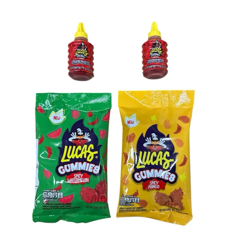 2 pack - 2 Gusano Chamoy + Spicy Mango and Spicy Watermelon 4.58oz bags spicy candy snack variety