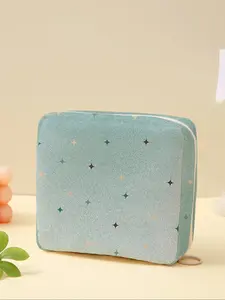 Portable Star Pattern Sanitary Napkin Storage Bag, Lightweight Women's Travel Makeup Organizer, Cute All-Seasons Design