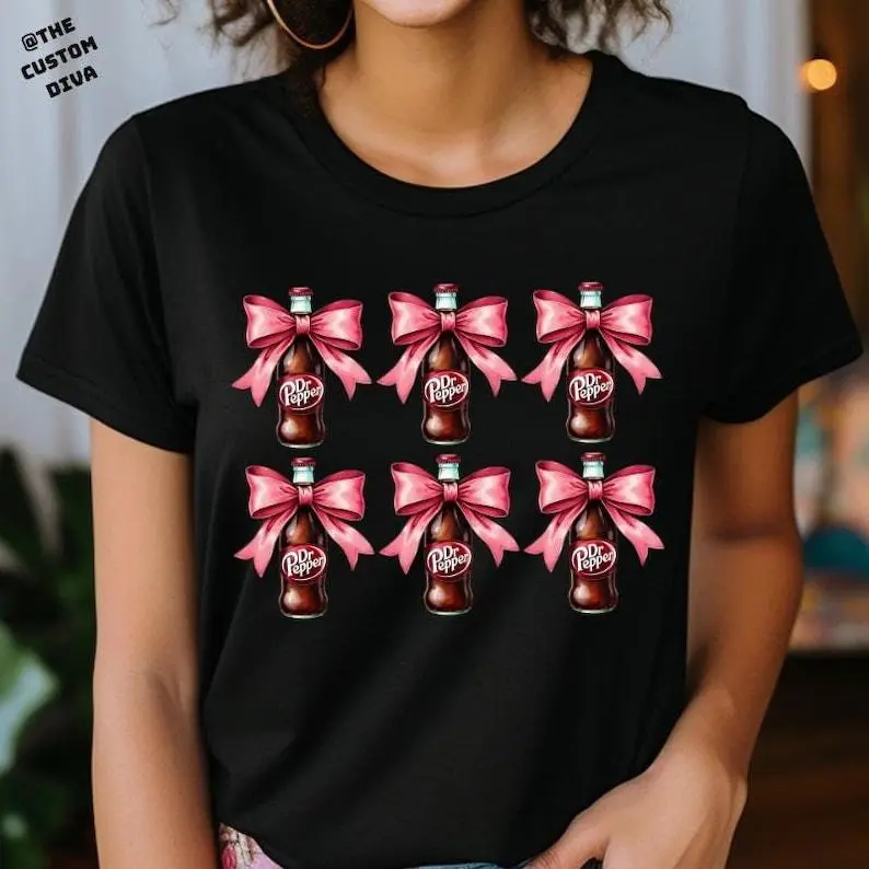 Dr Pepper Pink Coquette Bow Shirt, Dr Pepper Pink Bow Shirt, Vintage Dr Pepper Coca Lovers Shirt, Trendy Dr Pepper Shirt, Soda Lovers Shirt.