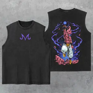 Drag0n B0ll Washed Tank Top, Gym Essential, Vintage Casual Crewneck Short Sleeves Menswear T-shirts Classic Cotton Fabric Streetwear