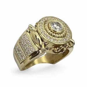 Men's Cubic Zirconia Hip Hop Gold Plated Fashion Luxury Pinky Ring Size 8-12