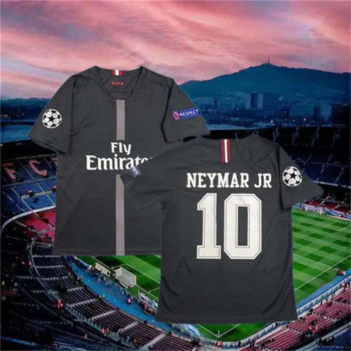 18 19 Away Black No.10 Neymar Short Sleeve Soccer Jersey