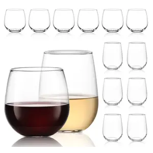 Libbey Stemless Wine Glasses Set of 12, Dishwasher Safe Set Of Wine Glasses, Perfect for Cocktails, Water, and Outdoor Glassware