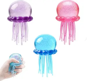 Soft Gel Filled Sensory Squeeze Toy, Stretchy Elastic Squishy Stress Relief Ball, Calming Anxiety Reducing Hand Fidget, Cute Relaxing Jelly Texture, Fun Portable Handheld Squeeze Toy Gift for All Ages