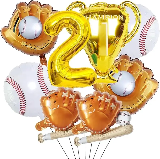 2nd Baseball Foil Balloons Party Decorations Baseball Glove Mylar Balloons for Kids 2nd Birthday Baby Shower Sports Baseball Theme Party (2nd Birthday)