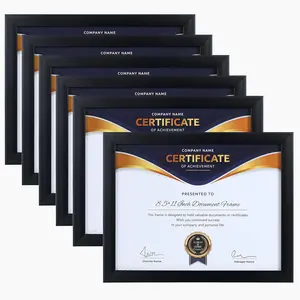 8.5x11 Picture Frame - Certificate Document Frame 6 Pack with Semi-Tempered Glass - Black Sturdy Wood Composite Award Diploma Frame - Includes Hanging Hardware and Desktop Easel