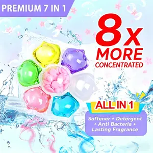 30pcs/50/100/200pcs Laundry Beads Laundry Pods 7-In-1 Scented Detergent Balls, Long-Lasting Fragrance, Stain Removal, Color Protection, Antibacterial, Deep Cleaning