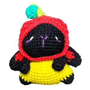 Cute Black Apple Bunny Crochet Keychain K038