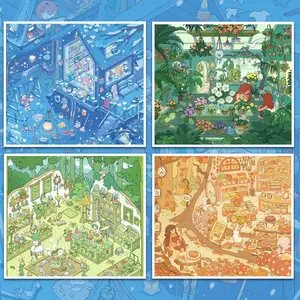 Enchanted Four Seasons Scenery Sticker Collection, Floral Pattern Sticker, Cozy Winter, Magical Spring, Sunny Summer, Golden Autumn, Jumbo Decorative Stickers, Funny Stickers