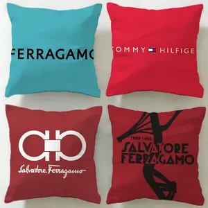 luxury brand Ferragamo Cushion Cover Ultra-Soft Reversible Plush Pillow Cover | Double-sided fluffy comfort for car, sofa, bedroom | Skin-friendly fabric | Easy clean & maintain | Stylish home decor | Perfect gift for family & friends