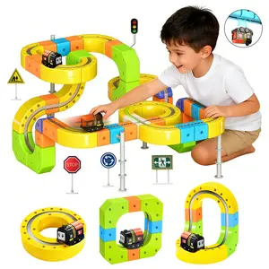 3D Gravity-Defying Electric Magnetic Train Set – 105PCS Modular Reconfigurable Race Track Kit, STEM Educational Building Toy for Kids 3-12, Safe & Durable for Boys Girls