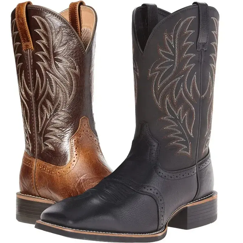 Men's Western Cowboy Boot Pointed Toe Black & Brown