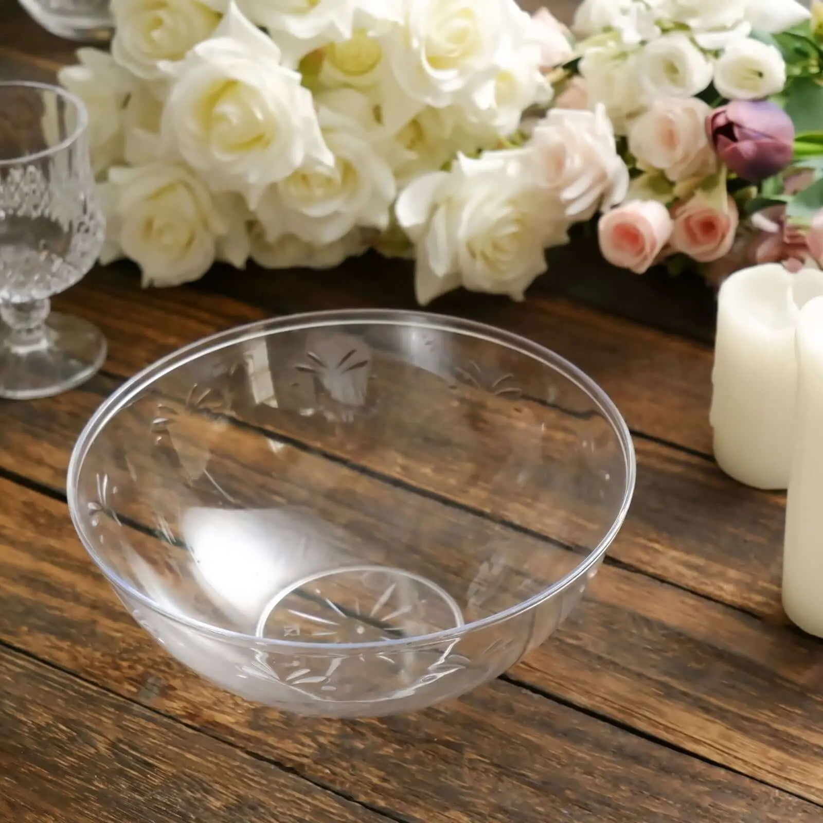 4-Pack Plastic Salad Bowls 32oz Clear - Medium Disposable Serving Dishes for Salads