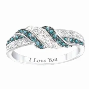 1pc Exquisite and Stylish White Sapphire Promise Ring, Romantic Engagement Ring Engraved with "I Love You", Sparkling and Dazzling Jewelry