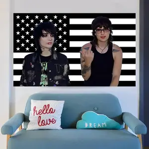 Johnnie Guilbert & Jake Webber Black American Flag Wall Flag Tapestry, 3*5 FT with Hooks Included, Emo Meme Wall Decor for Bedroom, Dorm & Living Room