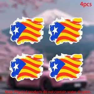 4pcs-Barcelona retro flag Cataluña spain Sticker-Car stickers for doors, windows, laptops, luggage, furniture and bumpers-durable adhesive vinyl material