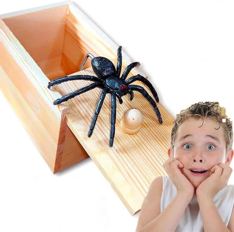 The Original Spider Prank Box- Funny Wooden Box Toy Spider Prank, Hilarious April Fools Day, or Birthday Surprise Toy and Gag Gift Practical Joke Bromas Kit