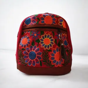 Handmade Mexican Floral Makeup Bag Colorful Embroidered Cosmetic Pouch with Vibrant Flower Design and Tassel Accents