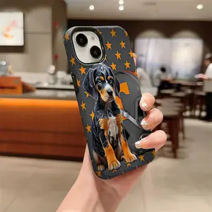 Tennessee Bluetick Orange Stars Phone Case Shockproof Rugged Cover Dual Layer Soft TPU Bumper Hard Shell Design for iPhone 11 12 13 14 15 16 17 Pro Max Plus Air & Samsung Galaxy S26 S25 S24 S23 S22 S21,Cute Dog.MFLA04