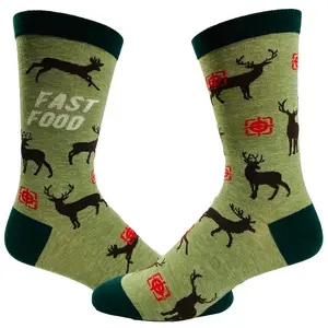 Men's Fast Food Socks Funny Deer Hunting Buckshot Sarcastic Novelty Footwear Funny Graphic Socks Comfortable Fitted Spandex Cotton