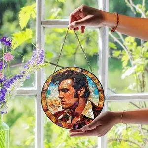 Elvis Presley Stained Glass Suncatcher, Legendary Rock Star Window Decor, Classic 50s Vibe, Music Lover Gift, Iconic Retro Art Collectible