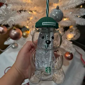 Starbucks 2025 Bearista Bear Glass Jar Cold Cup Tumbler - Limited Holiday Christmas Edition with Adorable Bearista Bear Design & Durable Glass Jar for Iced Coffee Tea Soda