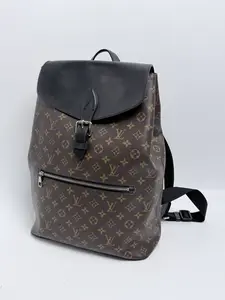 Pre-owned Louis Vuitton Canvas Backpacks Monogram Macassar Palk Backpack Black JD323LV
