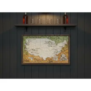 Golf Course Travel Map, Top 50 USA Courses Tracker, Includes Ball Markers, Golf Gift for Dad, Bucket List Wall Art