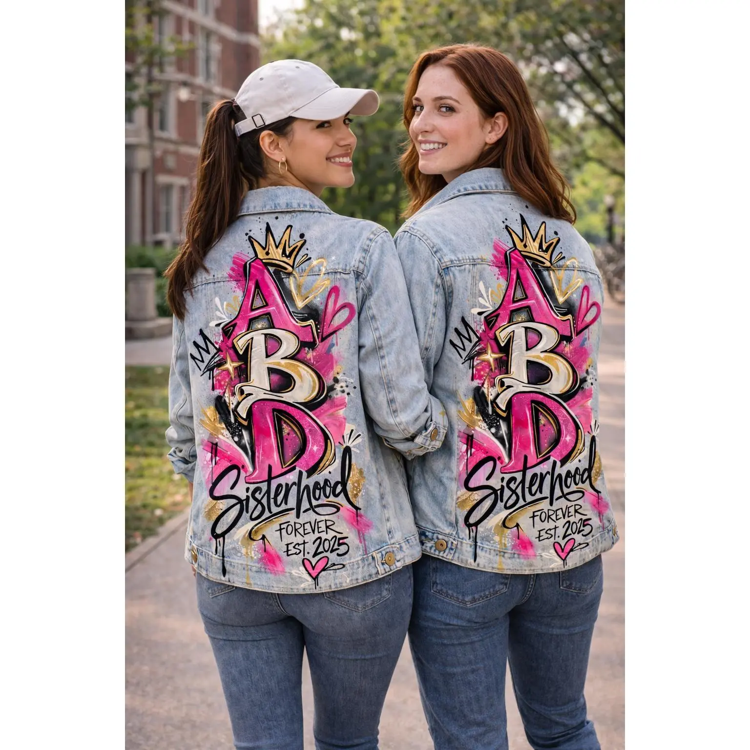 Sorority Custom Hand-Painted Denim Jacket | Greek Life Gift | Big Little Reveal | Bid Day Outfit | Personalized College Jacket for Her