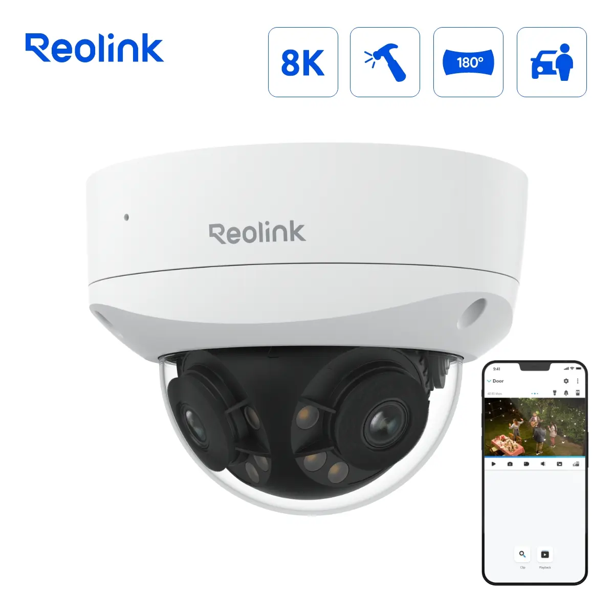 Reolink 16MP UHD IK10 Vandal-Proof PoE Camera with 180° Panorama Motion Track Two-way Audio 24/7 Recording Duo 3V PoE Security IP Camera, Cameras, Micro Sd