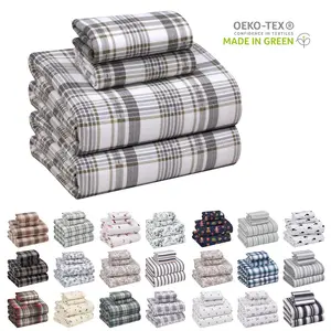 Ruvanti 100% Cotton Flannel Sheets Double Brushed Deep Pockets for All Seasons Warm Cozy Set Elegant Design Soft Touch OEKO TEX Certified