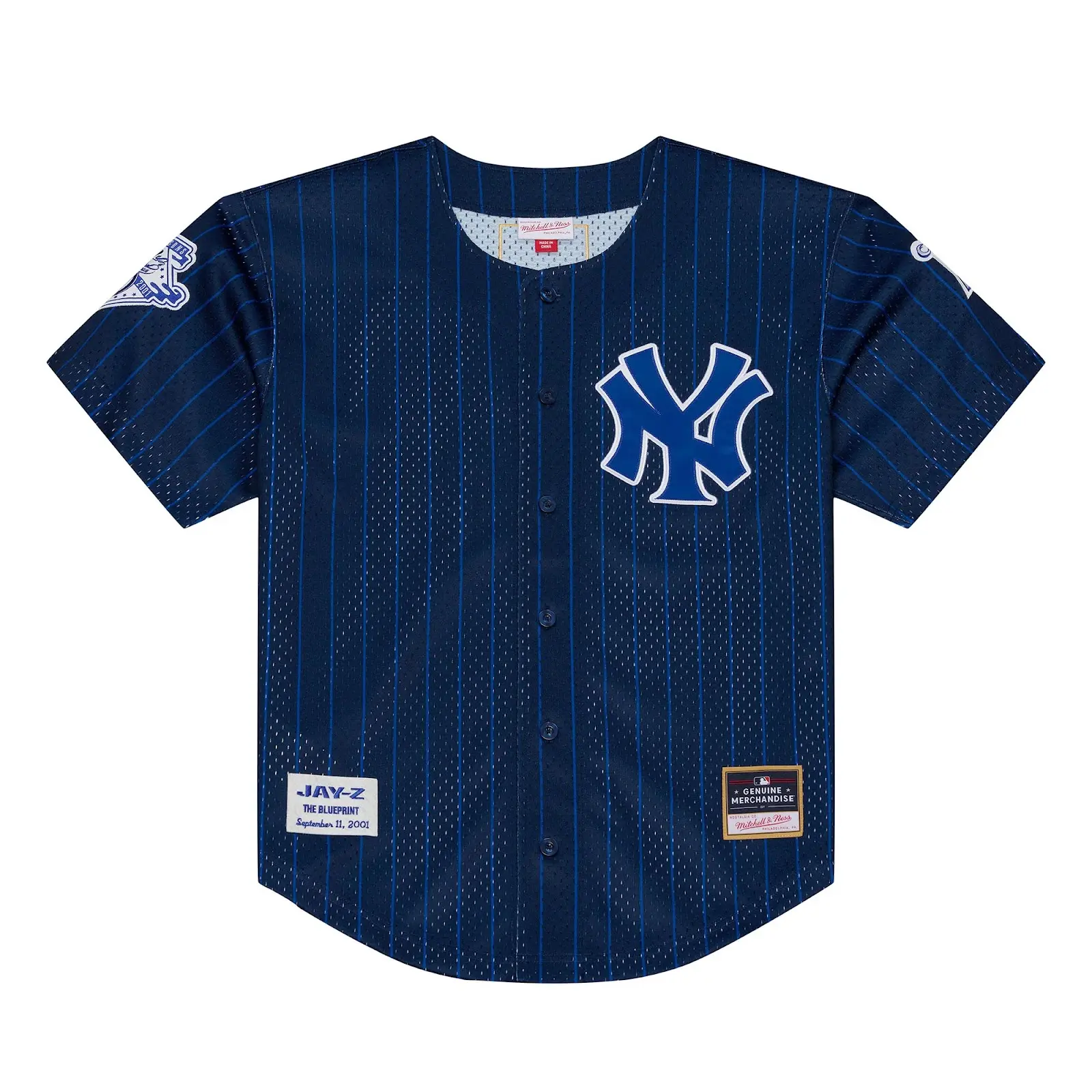 Jay-Z The Blueprint x New York Yankees Navy Mesh Baseball Jersey - Mitchell & Ness MLB Throwback, Retro Baseball Jersey