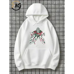 UNisex 2025 Minnesota Hockey Goalie Artwork Hoodie for Ice Hockey Fans Comfortable Sweatshirt -hooded sweatshirt pocket clothing Autumn Winter Street Art Halloween Birthday Christmas Gift Teen Teenage Father Dad Mom Son Daughter Boyfriend Literary
