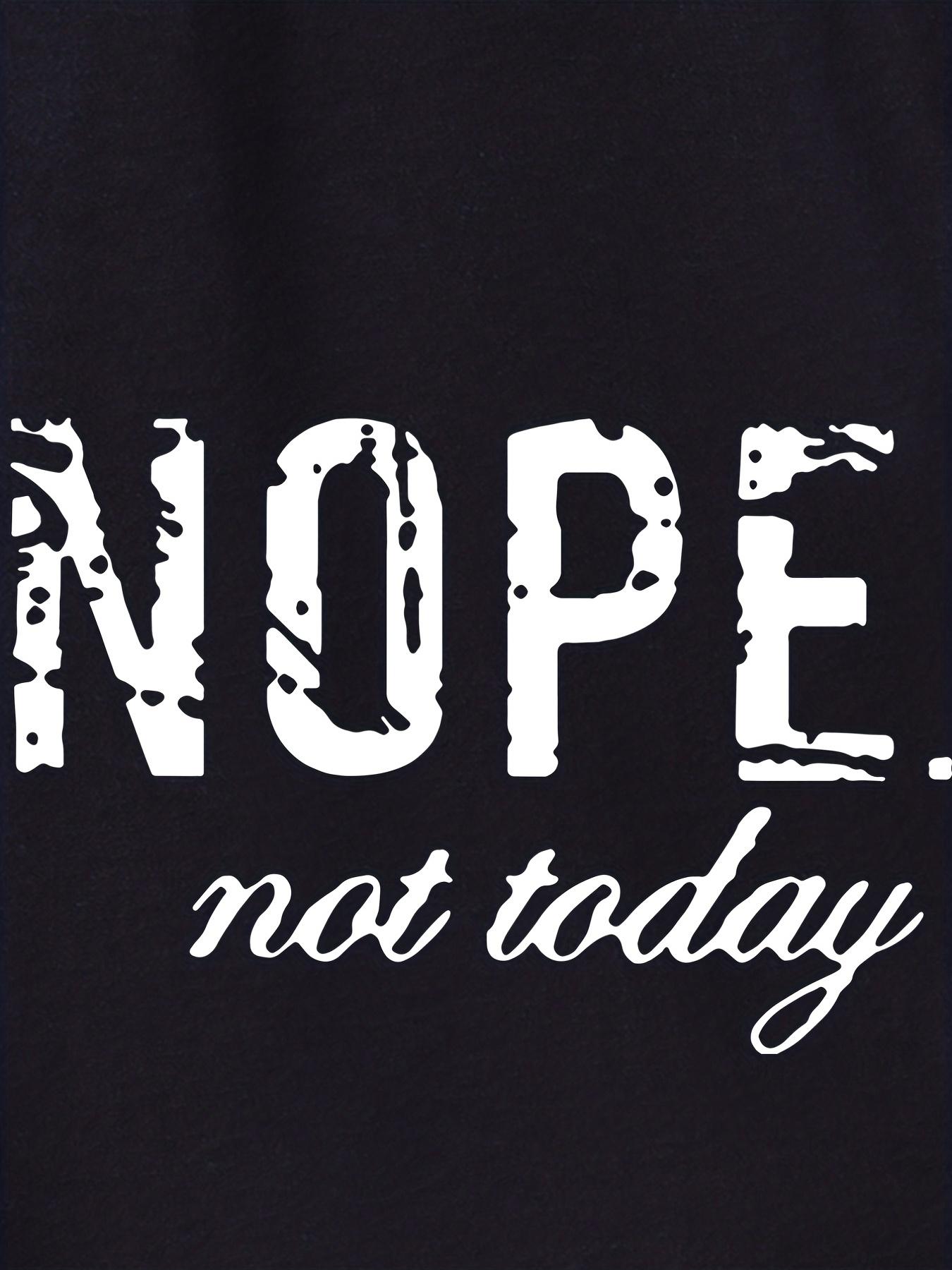 Men'S Plus Size Casual Shorts, "NOPE not today" Print, Polyester 100%, Medium Stretch Knit Fabric, Drawstring, Regular Fit, 200g/m², Oversized Elastic Sports Pants for Big & Tall Guys - Spring/Summer