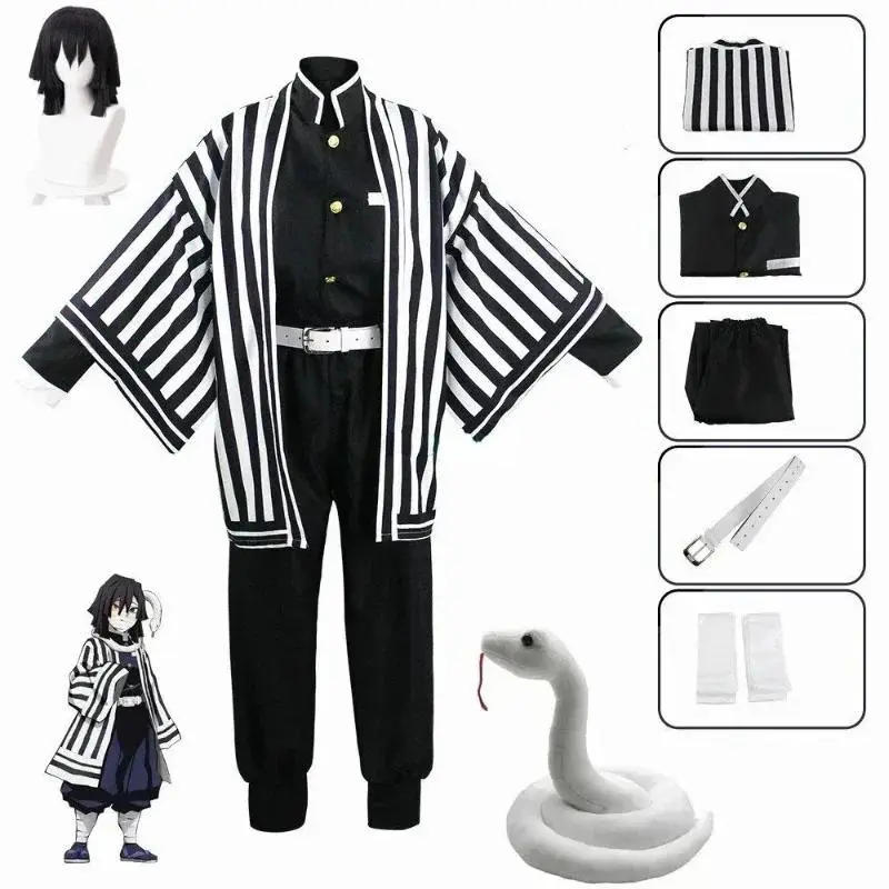 Anime Iguro Obanai Kimono Uniform Anime Pruik Cosplay Kostuum Halloween Feest