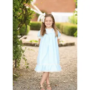 Bristol Blue Short Sleeved Heirloom Dress